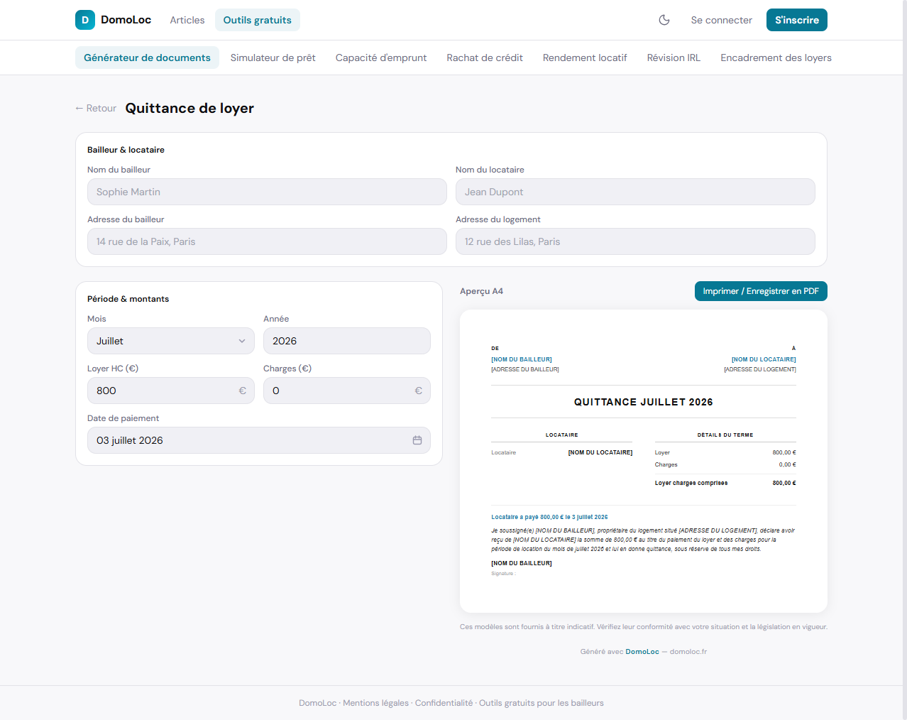 Domoloc — outils gratuits