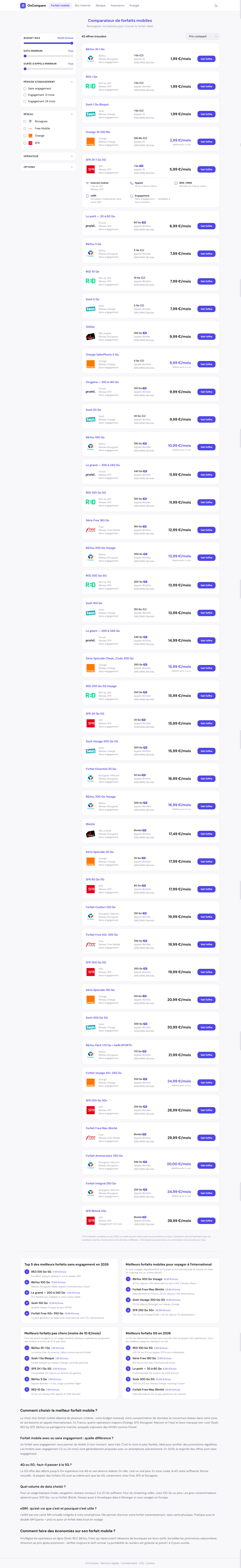 OnCompare — comparateur forfaits mobiles